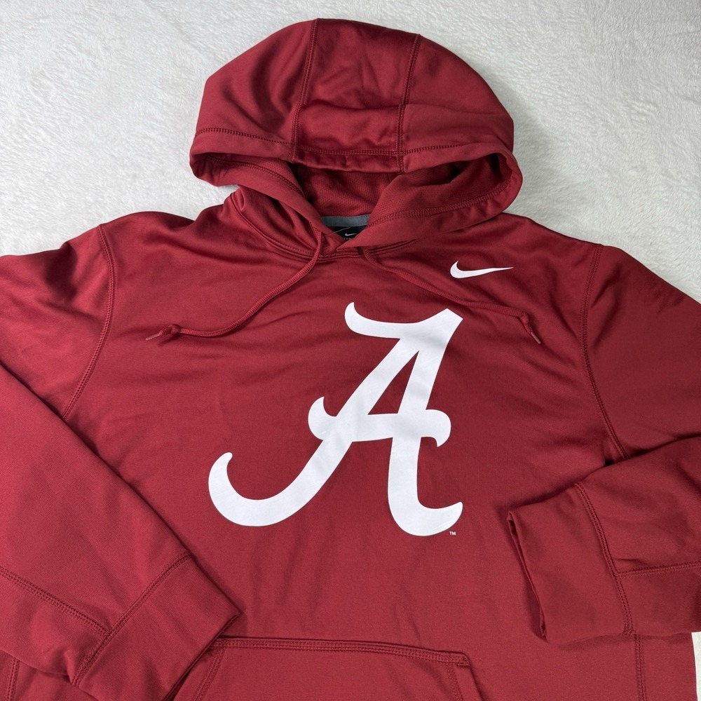 Alabama Crimson Tide Nike Hoodie Men's Large Red Thermal Fit Pullover NCAA